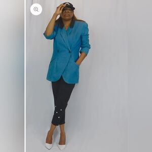 Vintage 80s Jacket Required Denim Blazer Size Medium